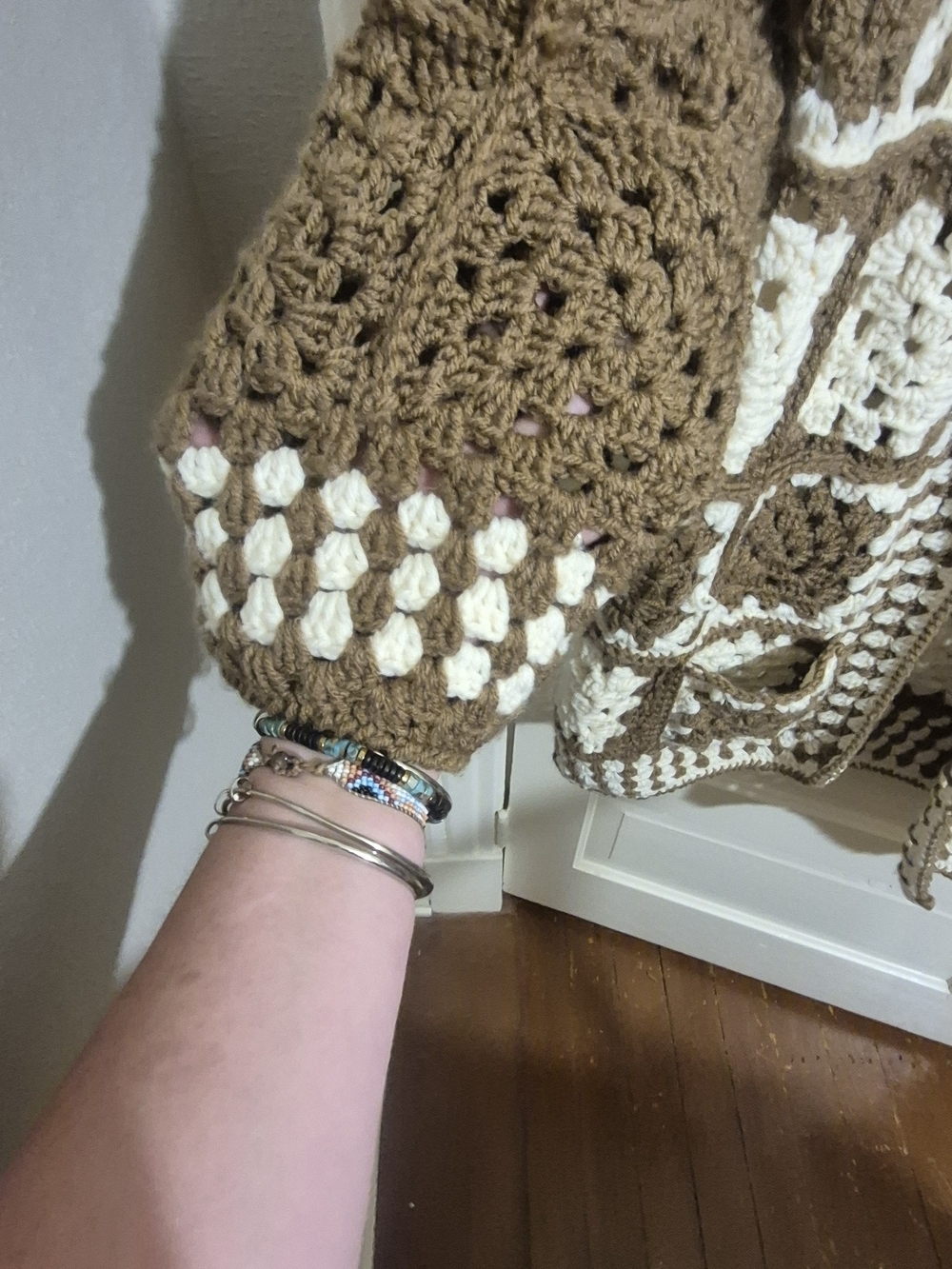 Handmade Crochet Granny Square Hooded Cardigan Boho Oversized - Picture 4 of 10